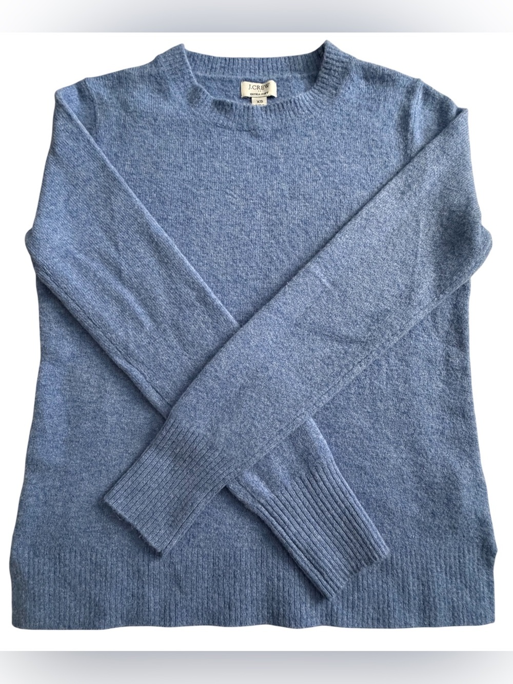 J. Crew Light Blue Extra-Soft Wool Blend Crew Neck Sweater, Size XS